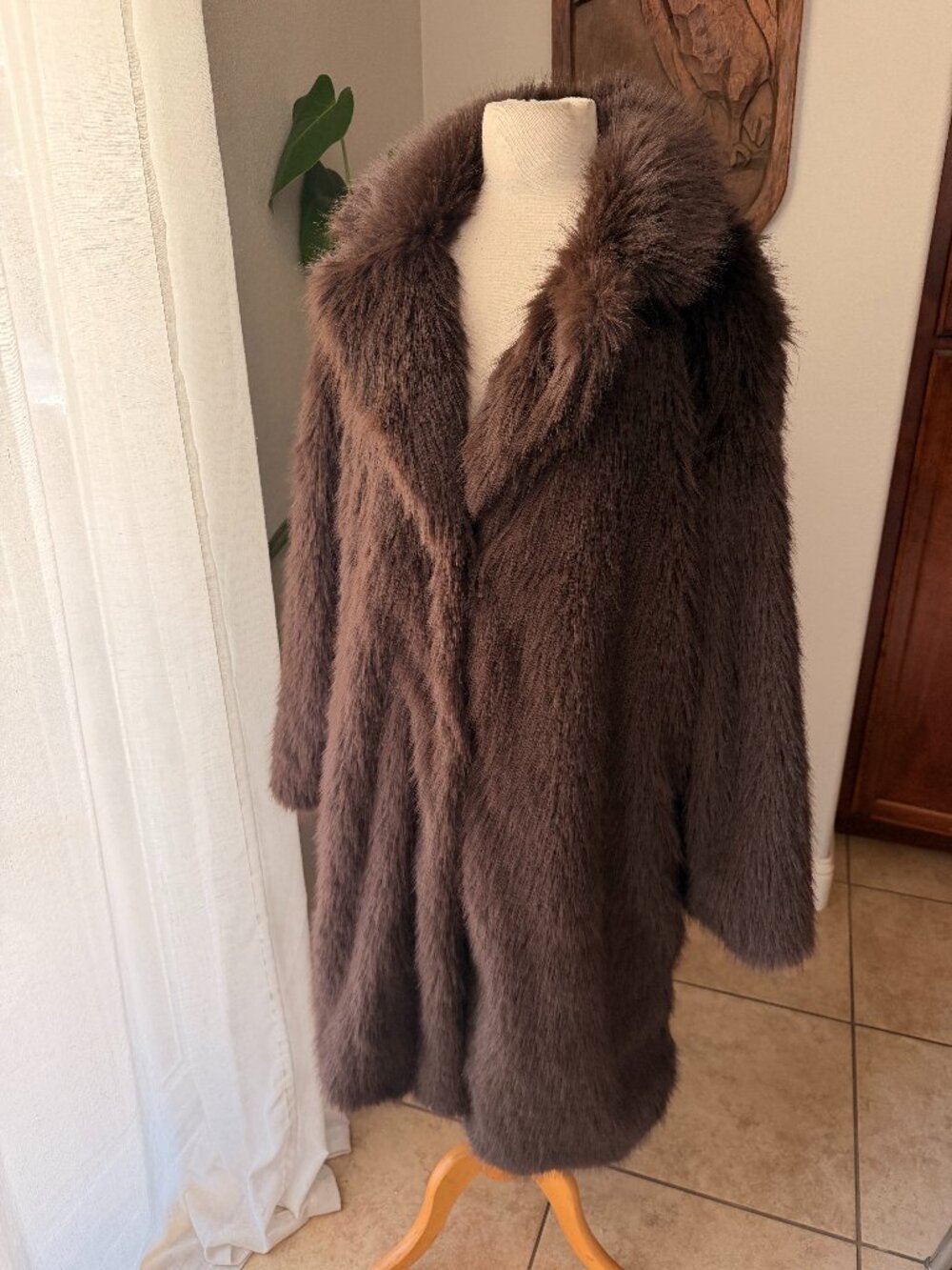 Madden Girl Faux Fur Button Coat XL Chocolate Brown NWOT